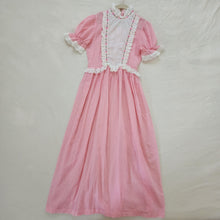 Load image into Gallery viewer, Vintage Semi-Sheer Pink Swiss Dot Maxi Dress kids 8/10
