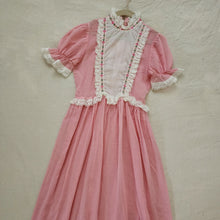Load image into Gallery viewer, Vintage Semi-Sheer Pink Swiss Dot Maxi Dress kids 8/10