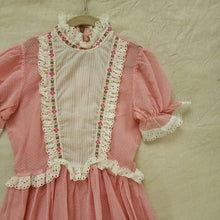 Load image into Gallery viewer, Vintage Semi-Sheer Pink Swiss Dot Maxi Dress kids 8/10