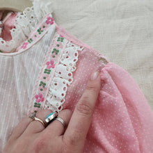 Load image into Gallery viewer, Vintage Semi-Sheer Pink Swiss Dot Maxi Dress kids 8/10