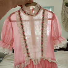 Load image into Gallery viewer, Vintage Semi-Sheer Pink Swiss Dot Maxi Dress kids 8/10