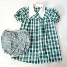 Load image into Gallery viewer, Vintage 70s Green Plaid Dress + Bloomers 5t