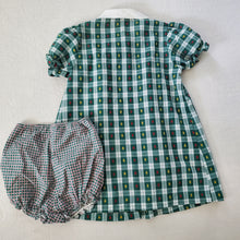 Load image into Gallery viewer, Vintage 70s Green Plaid Dress + Bloomers 5t