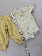 Load image into Gallery viewer, Vintage Yellow Bird Romper + Pants Bundle 3-6 months