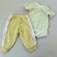 Load image into Gallery viewer, Vintage Yellow Bird Romper + Pants Bundle 3-6 months