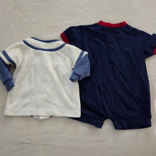 Load image into Gallery viewer, Vintage Bundle Baseball Animals Romper & Shirt 6-9 months