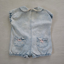 Load image into Gallery viewer, Vintage Ruffle Bum Denim Romper 3-6 months