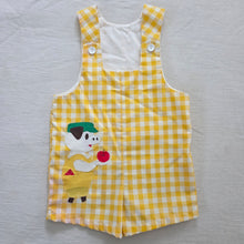 Load image into Gallery viewer, Vintage Pig Yellow Gingham Romper 2t *flaw