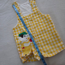 Load image into Gallery viewer, Vintage Pig Yellow Gingham Romper 2t *flaw