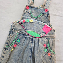 Load image into Gallery viewer, Vintage Neon Pop Denim Overalls 3t *flaw