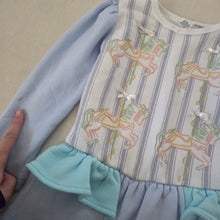 Load image into Gallery viewer, Vintage Carousel Blue Ruffled Dress kids 6