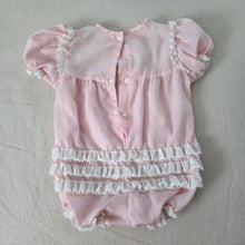 Load image into Gallery viewer, Vintage Hearts/Flowers Bubble Ruffled Romper 12 months