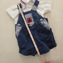 Load image into Gallery viewer, Vintage Nautical Shortalls + Shirt Set 9 months