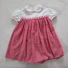 Load image into Gallery viewer, Vintage Bears Red/White Dress 12-18 months *hem undone