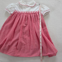 Load image into Gallery viewer, Vintage Bears Red/White Dress 12-18 months *hem undone