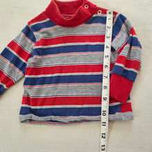 Load image into Gallery viewer, Vintage Red/Blue/Gray Striped Turtleneck 6-9 months *flaw