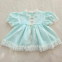 Load image into Gallery viewer, Vintage Mint Dotted Frilly Short Dress 12 months