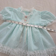 Load image into Gallery viewer, Vintage Mint Dotted Frilly Short Dress 12 months