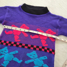 Load image into Gallery viewer, 80s/90s Vintage Colorful Bear Knit Sweater 4t *flaw
