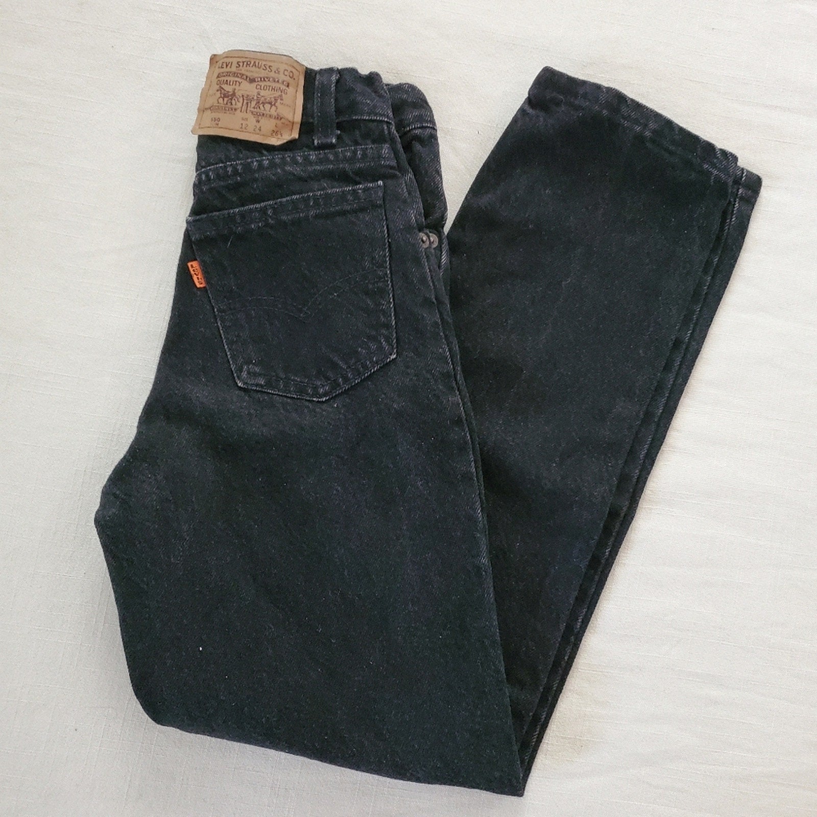 Vintage Levi's 550 fit black jeans orange tab kids 12 slim