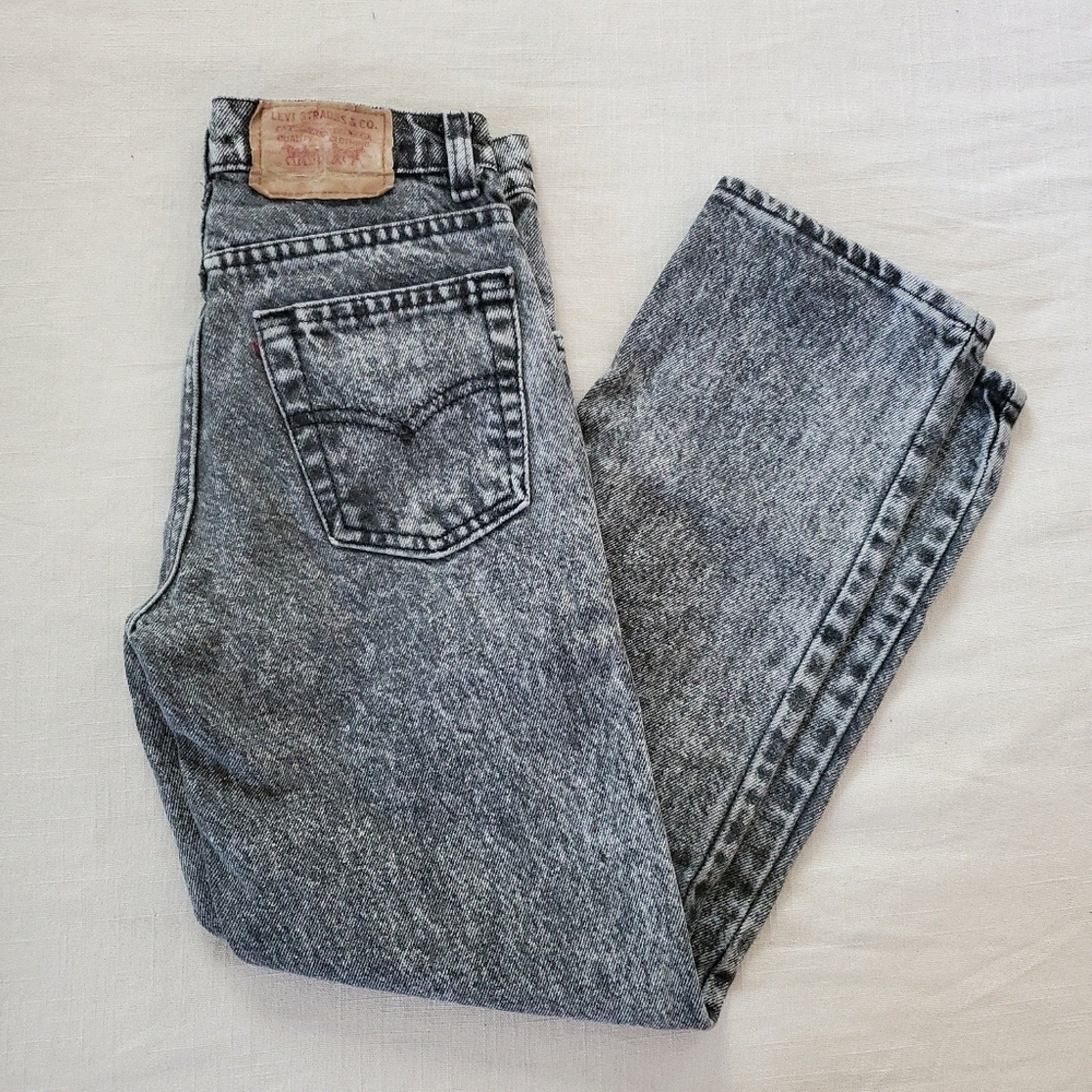 Vintage Levi's grey acid wash jeans kids 11 petite 24 inch waist *cut tab