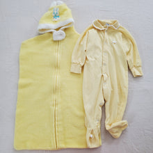 Load image into Gallery viewer, Vintage Yellow Bunny PJs + Sleepsack Bundle 0-12 months