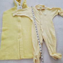 Load image into Gallery viewer, Vintage Yellow Bunny PJs + Sleepsack Bundle 0-12 months