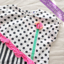 Load image into Gallery viewer, Vintage Polka Dot Stripe Constrast Romper 24 months