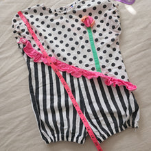 Load image into Gallery viewer, Vintage Polka Dot Stripe Constrast Romper 24 months