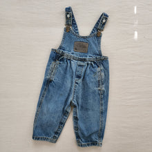 Load image into Gallery viewer, Vintage Guess Leather Patch Clip Overalls 12 months