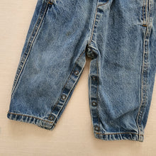 Load image into Gallery viewer, Vintage Guess Leather Patch Clip Overalls 12 months