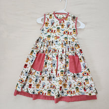 Load image into Gallery viewer, Vintage Birdhouse & Birds Pocket Dress kids 6/8