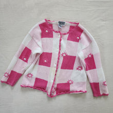 Load image into Gallery viewer, Vintage Pink Checkerboard Floral Knit Sweater 5t/6