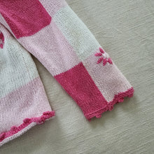Load image into Gallery viewer, Vintage Pink Checkerboard Floral Knit Sweater 5t/6