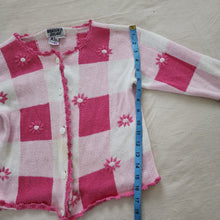 Load image into Gallery viewer, Vintage Pink Checkerboard Floral Knit Sweater 5t/6