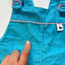 Load image into Gallery viewer, Vintage Turquoise Girly Overalls 12 months
