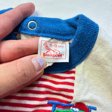 Load image into Gallery viewer, Vintage Train Striped Romper 6-9 months

