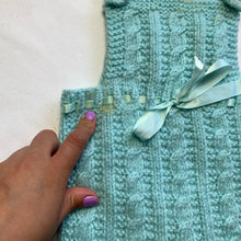 Load image into Gallery viewer, Vintage Mint Blue Knit Overalls 3-6 months
