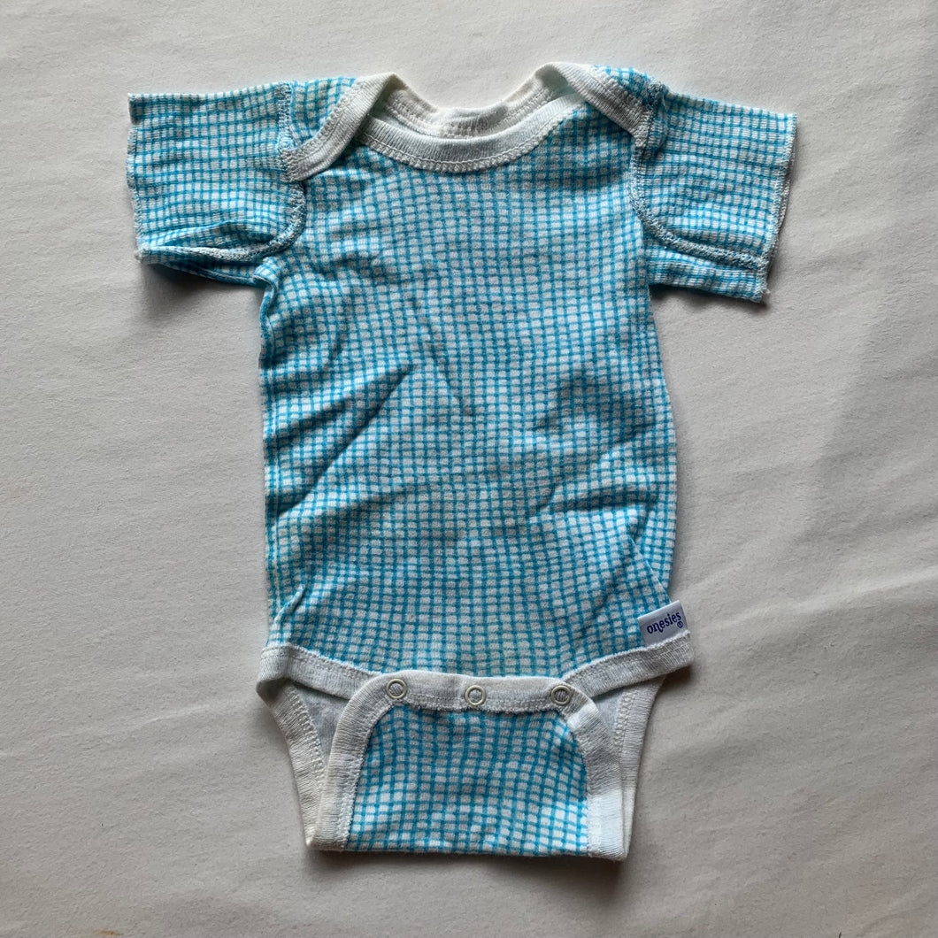 Vintage Blue Grid Romper newborn