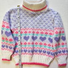 Load image into Gallery viewer, Vintage Heart Flower Knit Turtleneck Sweater 2t
