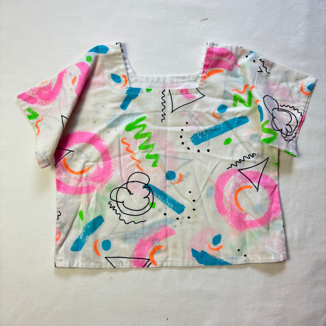 Vintage Neon Abstract Cropped Shirt 3t