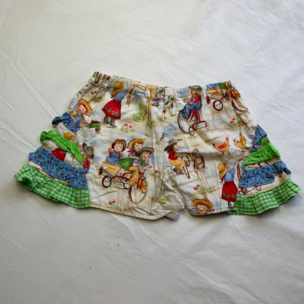 Vintage Farm Kids Playing Ruffled Shorts 5t/6