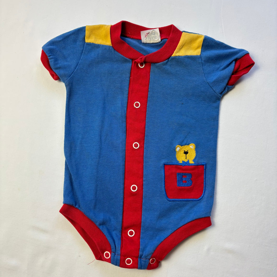 Vintage Bear Color Block Romper 6-9 months