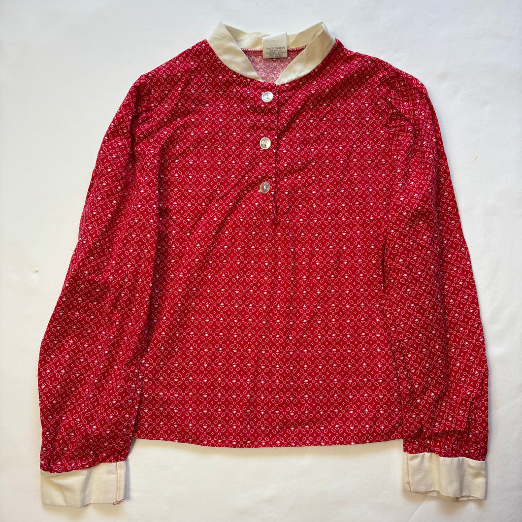 Vintage Red Flower Girls Buttondown kids 6