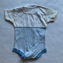 Load image into Gallery viewer, Vintage Cream/Blue Romper 6-9 months
