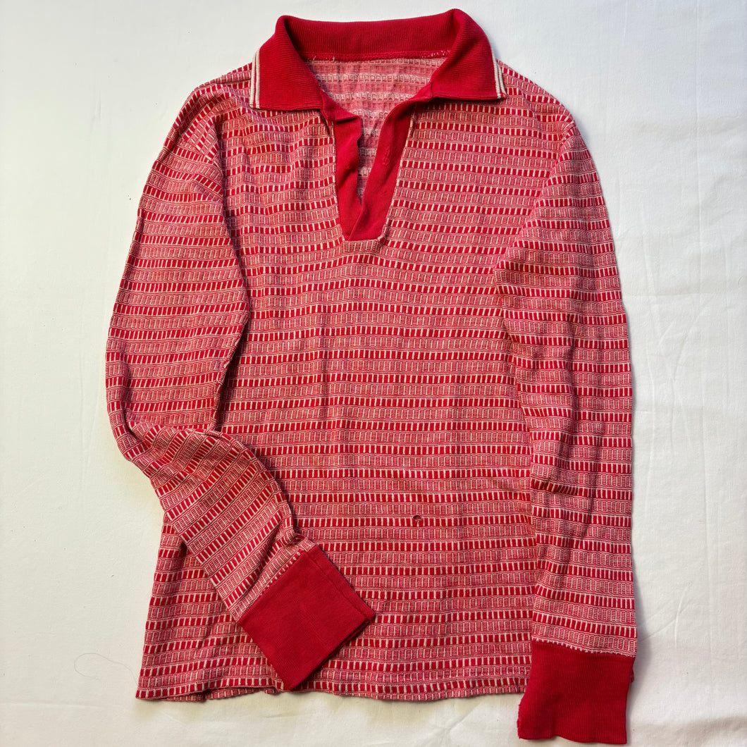 Vintage 60s/70s Red Pattern Long Sleeve kids 6 *flaws