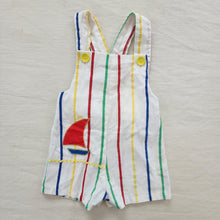 Load image into Gallery viewer, Vintage Primary Striped Sailboat Romper 12-18 months
