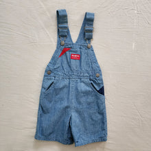 Load image into Gallery viewer, Vintage Oshkosh Chambray Red Patch Shortalls 4y
