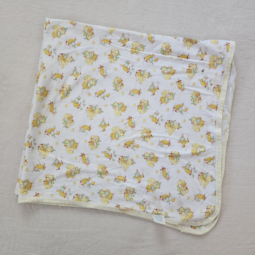 Vintage Bear/Clown Pattern Baby Blanket