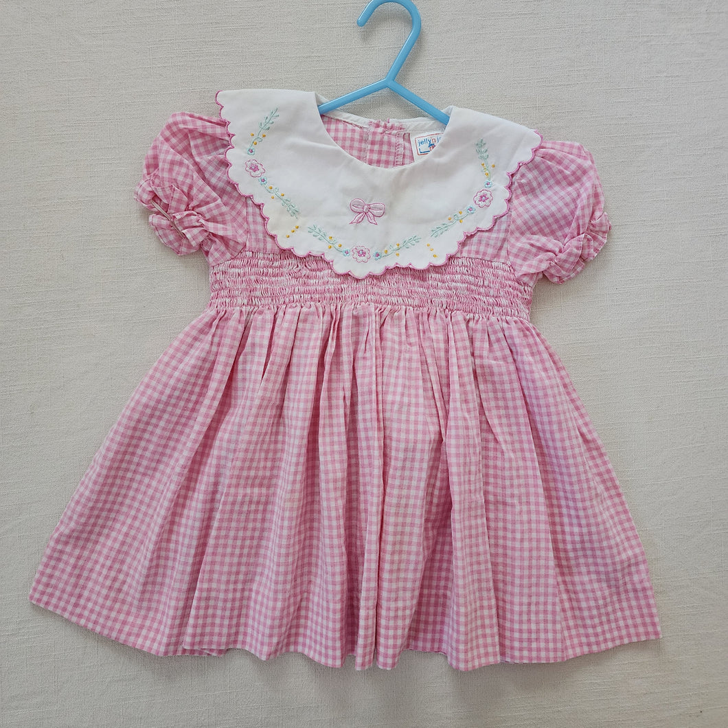 Vintage Smocked Pink Gingham Dress 3t